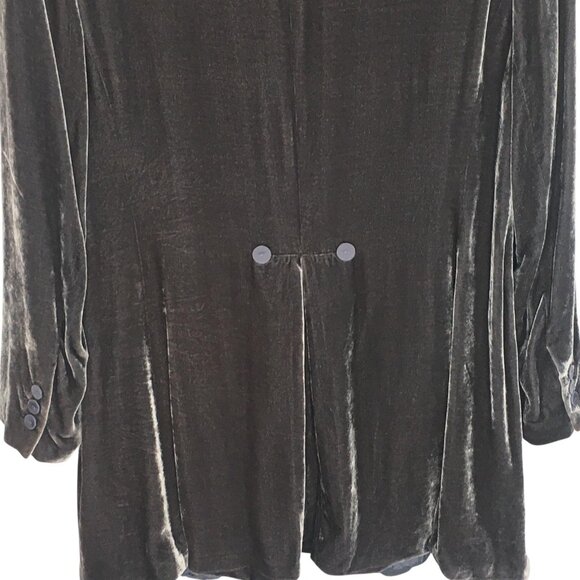 Poetry Velvet Blazer Silk Blend Jacket Womens 12 Gray Velvet Longline Pockets - Picture 15 of 16